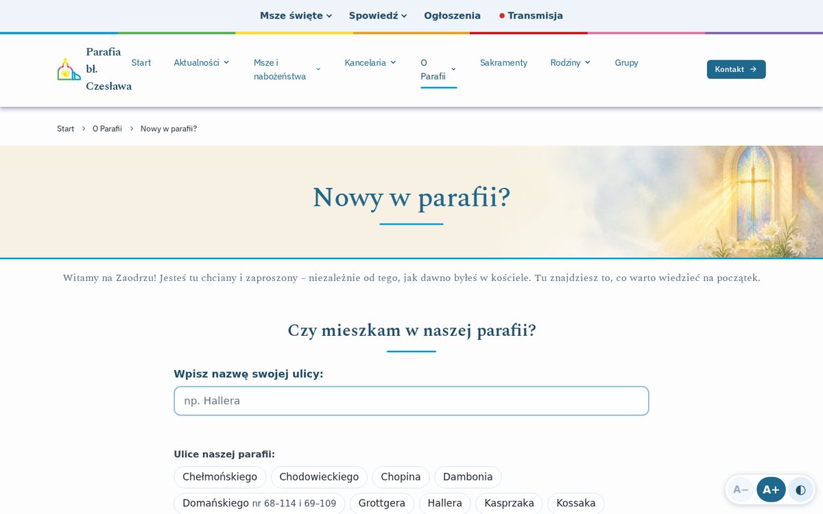Nowy w parafii? Wystarczy wpisać ulicę, żeby sprawdzić, czy należy się do parafii