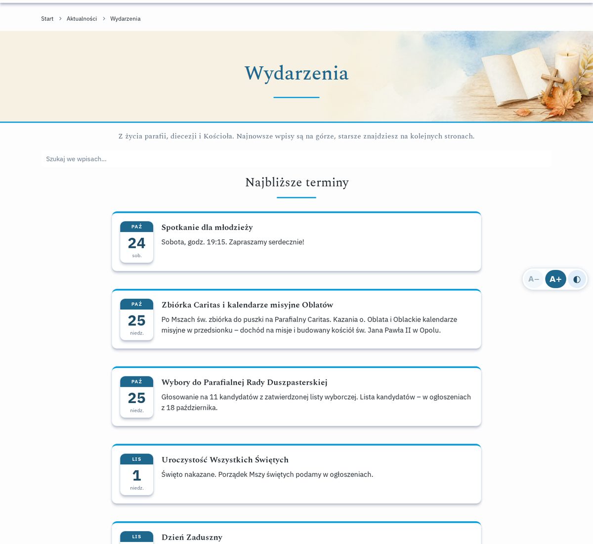Wydarzenia i najbliższe terminy